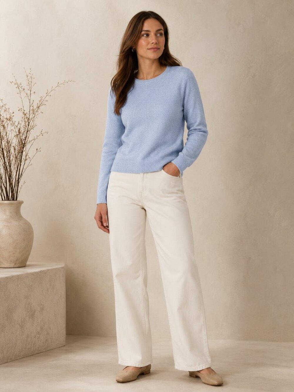 J.Crew Women's L Powder Blue Crewneck Wool Blend Teddie Long Sleeve Sweater
